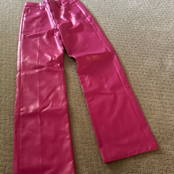 ROTATE Birger Christensen 'Rotie' Monogram Faux Leather Pink Pants 4 Bin 300 - Picture 6 of 16